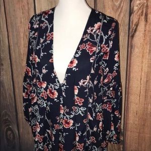 Navy Floral babydoll top